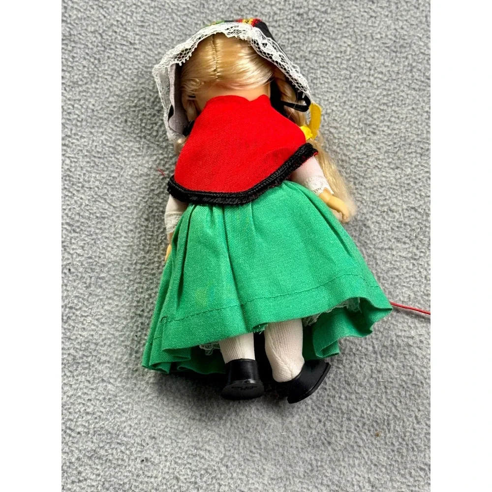 Vintage 7 Inch Folk Costume Souvenir Doll Blonde Braids Sleep Eyes Hong Kong